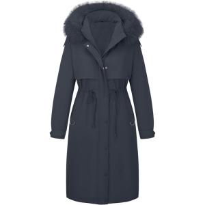 imageBellivera Womens Plus Size Parka Jacket Long Winter Warm Hooded Zipper CoatDblue Parka