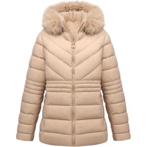 imageGeschallino Women Winter Coats Plus Size Puffer Jacket Thicken Quilted Hooded OuterwearApricot