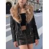 imageBellivera Womens Faux Leather Jacket Moto Biker SherpaLined Coat with Removable Fur CollarBlack Leather Short Jacket