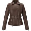 imageBellivera Womens Faux Leather Jacket Moto Biker SherpaLined Coat with Removable Fur CollarBrown Jacket