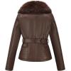 imageBellivera Womens Faux Leather Jacket Moto Biker SherpaLined Coat with Removable Fur CollarBrown Jacket