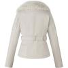 imageBellivera Womens Faux Leather Jacket Moto Biker SherpaLined Coat with Removable Fur CollarWhite Jacket
