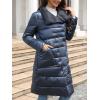 imageBellivera Womens Puffer Jacket Lightweight Quilted Hooded Long Down Alternative Coat with BeltBlue Reversible