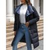 imageBellivera Womens Puffer Jacket Lightweight Quilted Hooded Long Down Alternative Coat with BeltBlue Reversible