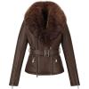 imageBellivera Womens Faux Leather Jacket Moto Biker SherpaLined Coat with Removable Fur CollarBrown Jacket