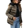 imageBellivera Womens Lightweight Puffer Jacket Winter Coats for Women Warm Quilted Bubble Padded Hood Coat with Faux Fur CollarKhaki Green