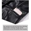 imageBellivera Womans Faux Leather PU Blazer Open Front Business Casual Jacket MidLength Fall Fashion Coat with PocketsBlack Faux Leather Coat