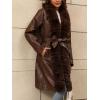 imageBellivera Women Faux Leather Winter Trendy Puffer Jacket Waterresistant Thicken Bubble Coat with Fur Collar and BeltBrown