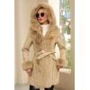 imageBellivera Women Faux Leather Winter Trendy Puffer Jacket Waterresistant Thicken Bubble Coat with Fur Collar and BeltKhaki Fur