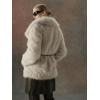 imageBellivera Womens Faux Fur Leather Jacket Fleece Cropped Warm Fluffy Coat Soft Zip OuterwearBeige