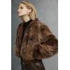 imageBellivera Womens Faux Fur Leather Jacket Fleece Cropped Warm Fluffy Coat Soft Zip OuterwearCoffee