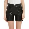 imageBellivera Womens Faux Leather High Waist Stretch Motorcycle Shorts Casual Slim Spring Bike Short 252 Black XXL