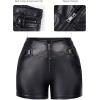 imageBellivera Womens Faux Leather High Waist Stretch Motorcycle Shorts Casual Slim Spring Bike Short 252 Black XXL
