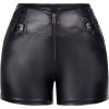 imageBellivera Womens Faux Leather High Waist Stretch Motorcycle Shorts Casual Slim Spring Bike Short 252 Black XXL