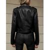 imageBellivera Womens Faux Leather Jacket Studded Rivet Casual Short Moto Biker Stand Collar CoatBlack