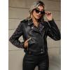 imageBellivera Womens Faux Leather Jacket Studded Rivet Casual Short Moto Biker Stand Collar CoatBlack