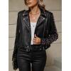 imageBellivera Womens Faux Leather Jacket Studded Rivet Casual Short Moto Biker Stand Collar CoatBlack