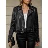 imageBellivera Womens Faux Leather Jacket Studded Rivet Casual Short Moto Biker Stand Collar CoatBlack