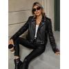 imageBellivera Womens Faux Leather Jacket Studded Rivet Casual Short Moto Biker Stand Collar CoatBlack