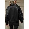 imageBellivera Womens Faux Leather Jacket Studded Rivet Casual Short Moto Biker Stand Collar CoatBlack Jacket With Belt
