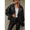 imageBellivera Womens Faux Leather Jacket Studded Rivet Casual Short Moto Biker Stand Collar CoatBlack Jacket With Belt