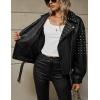 imageBellivera Womens Faux Leather Jacket Studded Rivet Casual Short Moto Biker Stand Collar CoatBlack Jacket With Belt