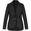 imageBellivera Womans Faux Leather PU Blazer Open Front Business Casual Jacket MidLength Fall Fashion Coat with PocketsBlack Faux Leather Coat