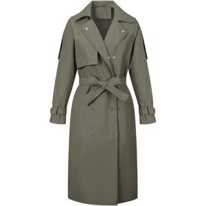 imageBellivera Womens Trench Coat Long Loose Jacket Spring Fall Overcoat with BeltGreen