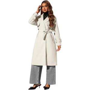 imageBellivera Womens Trench Coat Long Loose Jacket Spring Fall Overcoat with BeltIcewhite
