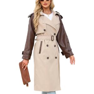 imageBellivera Womens Trench Coat Long Loose Jacket Spring Fall Overcoat with BeltKhaki Coat