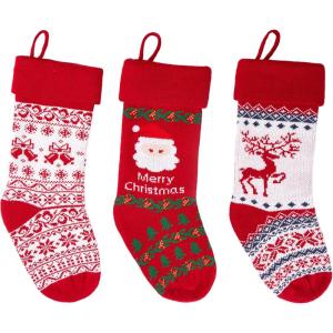 imageBellivera 18quot Christmas Stockings Set of 3 Large Size Knitted Hanging Stocking Ornament for Xmas Holiday Party Decorations