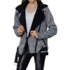 imageBellivera Women Wool Like Fuzzy Faux Fur Jacket Spring and Winter Fashion Suede Fleece Lapel Coat with Leather BuckleGrey