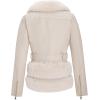 imageBellivera Womens Faux Leather Jacket Moto Biker SherpaLined Coat with Removable Fur CollarBeige Leather