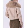imageBellivera Womens Faux Leather Jacket Moto Biker SherpaLined Coat with Removable Fur CollarBeige Suede