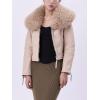 imageBellivera Womens Faux Leather Jacket Moto Biker SherpaLined Coat with Removable Fur CollarBeige Suede