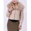 imageBellivera Womens Faux Leather Jacket Moto Biker SherpaLined Coat with Removable Fur CollarBeige Suede