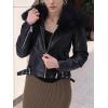 imageBellivera Womens Faux Leather Jacket Moto Biker SherpaLined Coat with Removable Fur CollarBlack Leather
