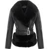imageBellivera Womens Faux Leather Jacket Moto Biker SherpaLined Coat with Removable Fur CollarBlack Leather Belt