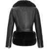 imageBellivera Womens Faux Leather Jacket Moto Biker SherpaLined Coat with Removable Fur CollarBlack Leather Belt