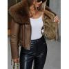 imageBellivera Womens Faux Leather Jacket Moto Biker SherpaLined Coat with Removable Fur CollarCamel Suede
