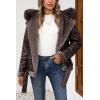 imageBellivera Womens Faux Leather Jacket Moto Biker SherpaLined Coat with Removable Fur CollarCoffee Shearling Lined