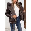 imageBellivera Womens Faux Leather Jacket Moto Biker SherpaLined Coat with Removable Fur CollarCoffee Shearling Lined