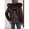 imageBellivera Womens Faux Leather Jacket Moto Biker SherpaLined Coat with Removable Fur CollarCoffee Shearling Lined