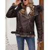 imageBellivera Womens Faux Leather Jacket Moto Biker SherpaLined Coat with Removable Fur CollarCoffee Shearling Lined