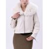 imageBellivera Womens Faux Leather Jacket Moto Biker SherpaLined Coat with Removable Fur CollarWhite Suede