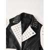 imageBellivera Womens faux leather Motorcycle Jacket Zip up stand with PocketsBlack B