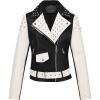 imageBellivera Womens faux leather Motorcycle Jacket Zip up stand with PocketsBlack B