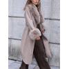 imageBellivera Womens Fall Winter Coat Elegant Notched Lapel Single Breasted Trench Coat with Detachable Faux Fur CollarCamel