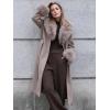 imageBellivera Womens Fall Winter Coat Elegant Notched Lapel Single Breasted Trench Coat with Detachable Faux Fur CollarCamel