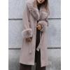 imageBellivera Womens Fall Winter Coat Elegant Notched Lapel Single Breasted Trench Coat with Detachable Faux Fur CollarCamel